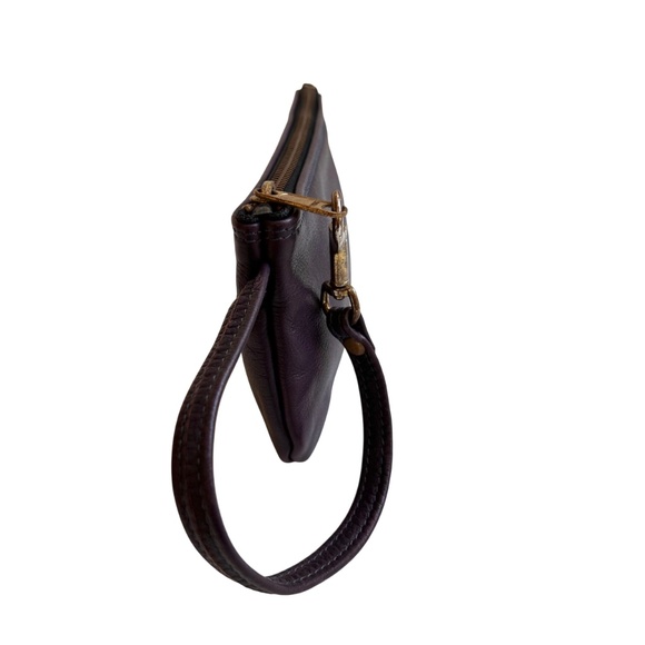 Vintage Leather Detachable Wristlet Pouch- Eggplant Purple - Picture 2 of 11